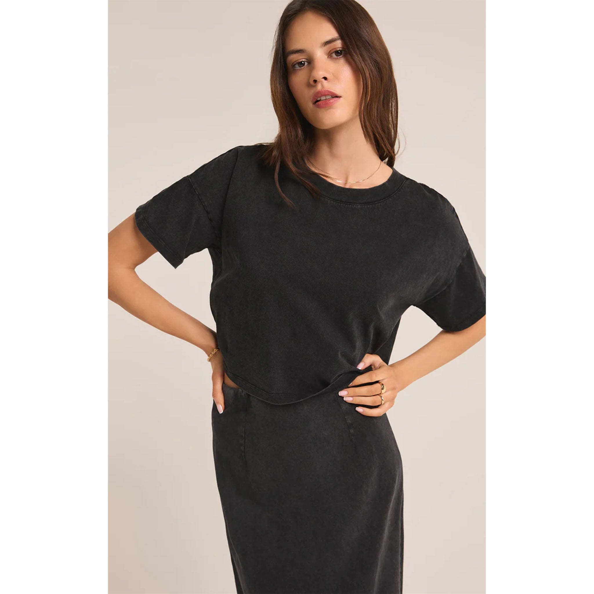 Z Supply Sway Cropped Tee in Black - Addison West 