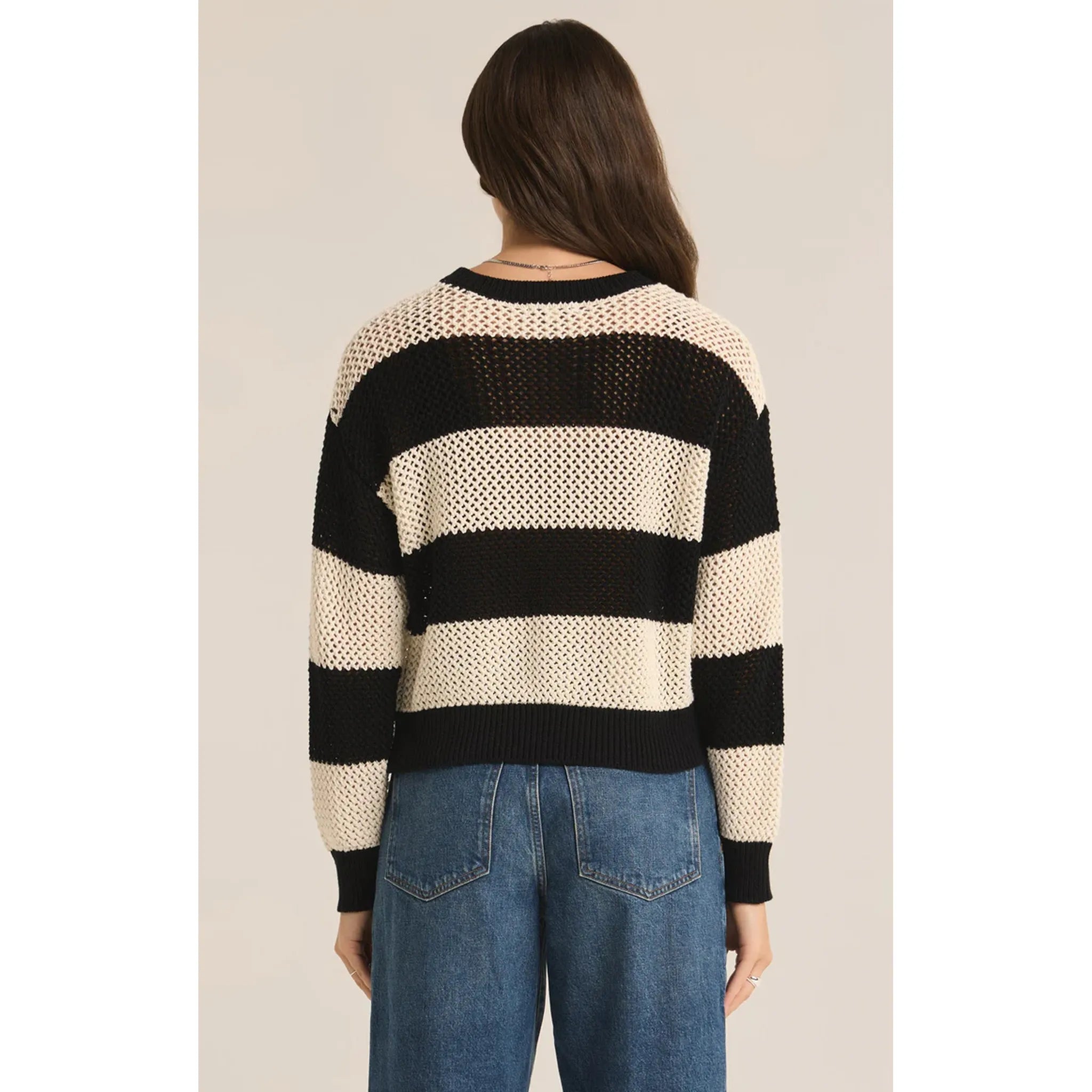 Z Supply Broadbeach Stripe Sweater in Black - Addison West 