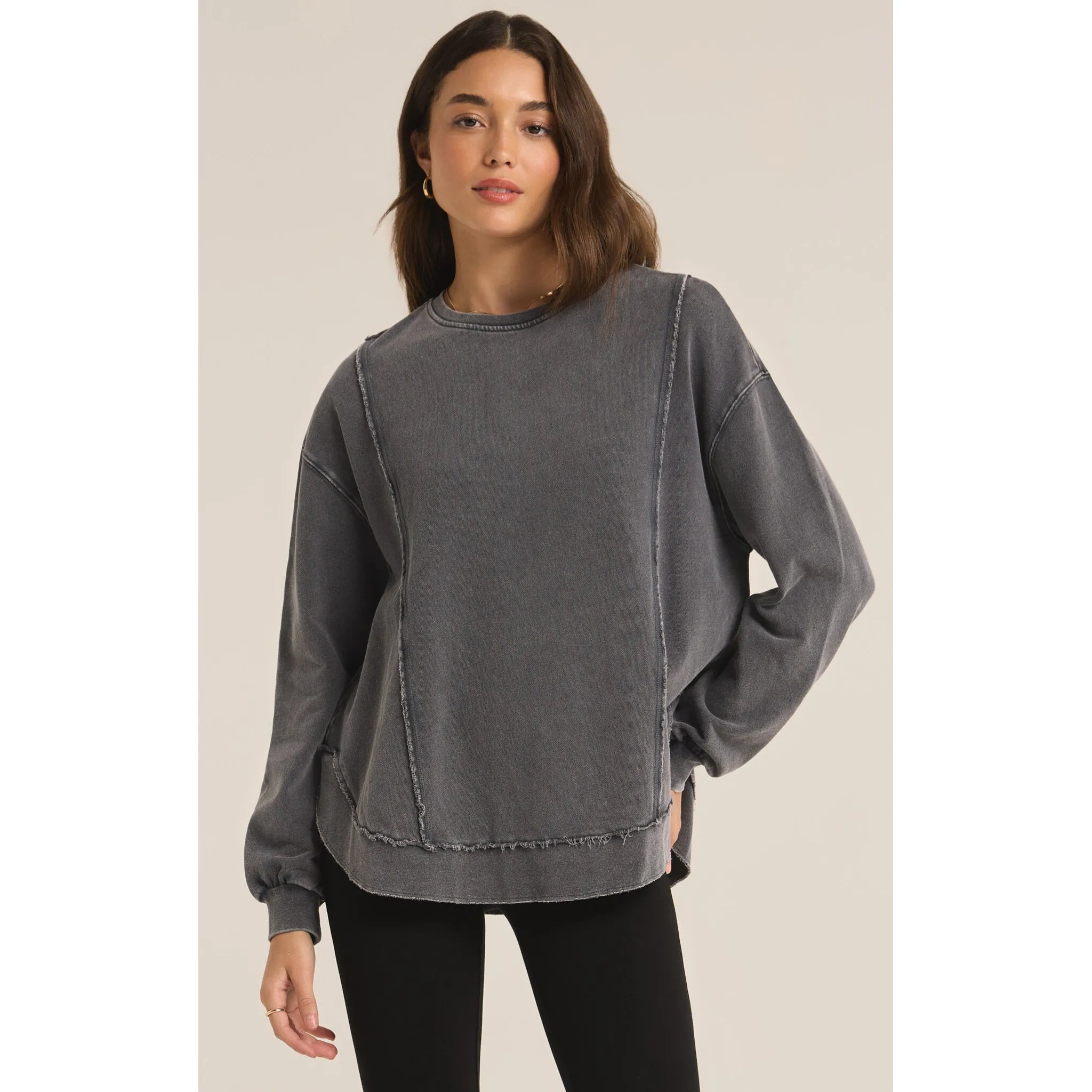 Z Supply Replay Sweatshirt in Black Sand - Addison West 