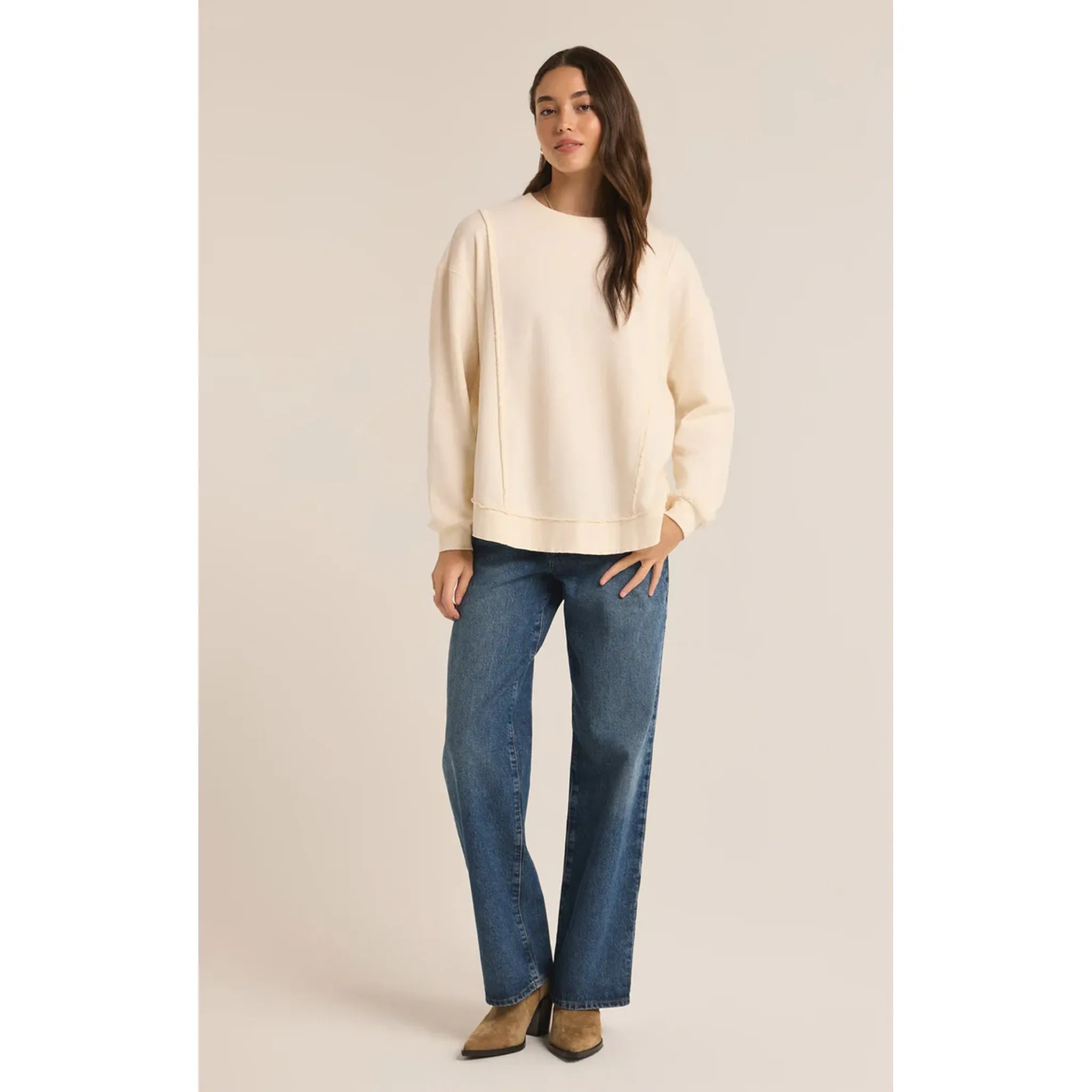 Z Supply Replay Sweatshirt in Sea Salt - Addison West 