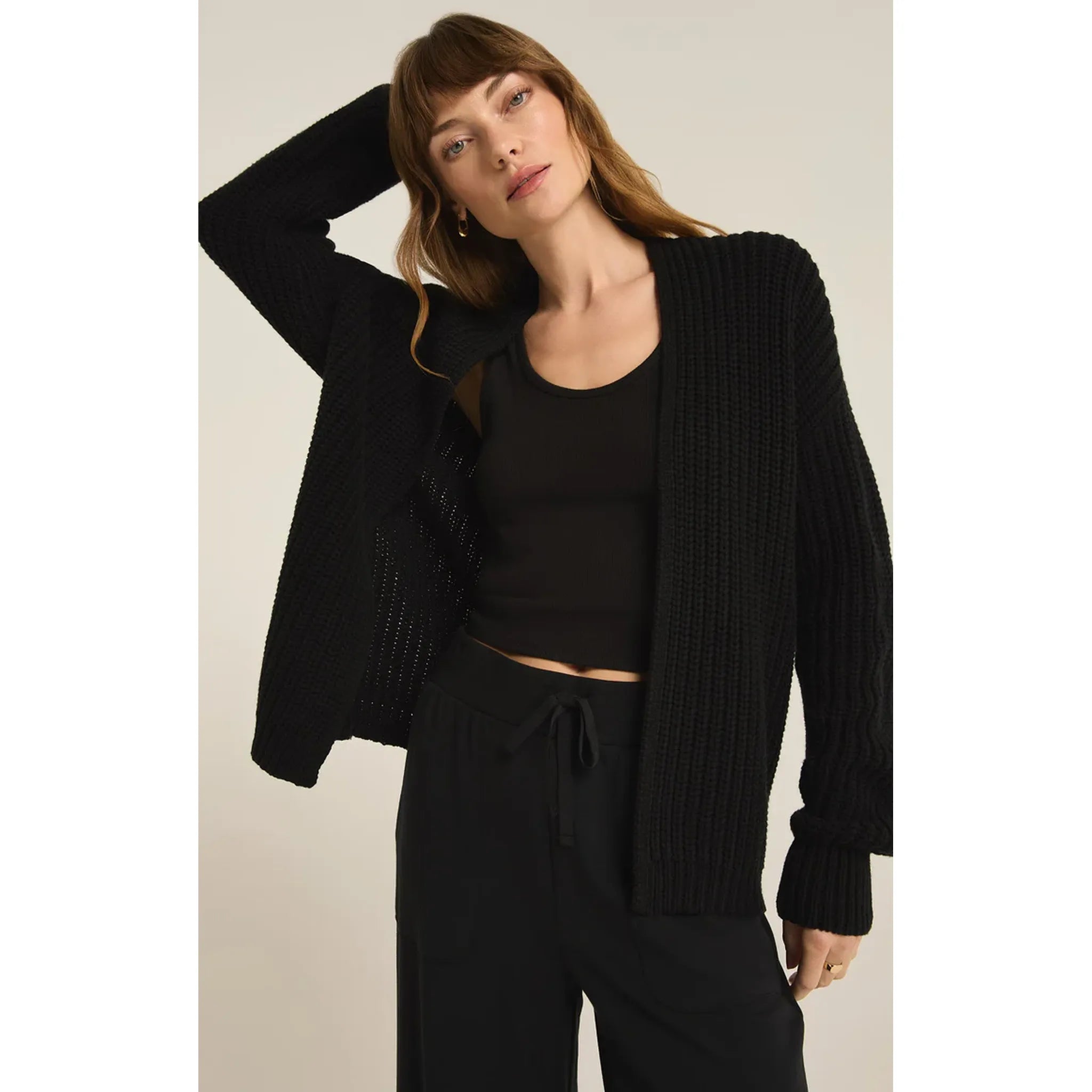 Z Supply Sutton Rib Cardigan in Black - Addison West 