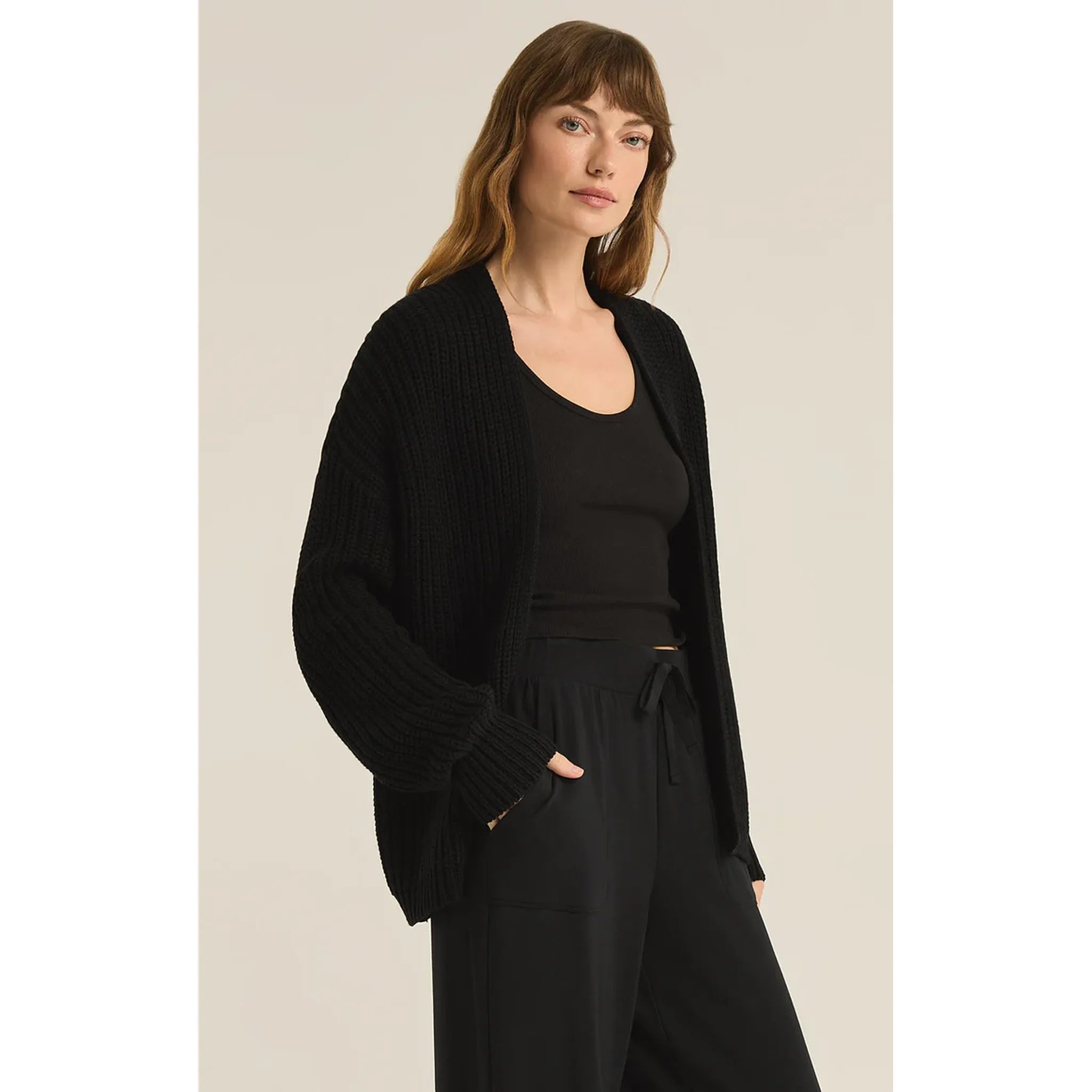 Z Supply Sutton Rib Cardigan in Black - Addison West 