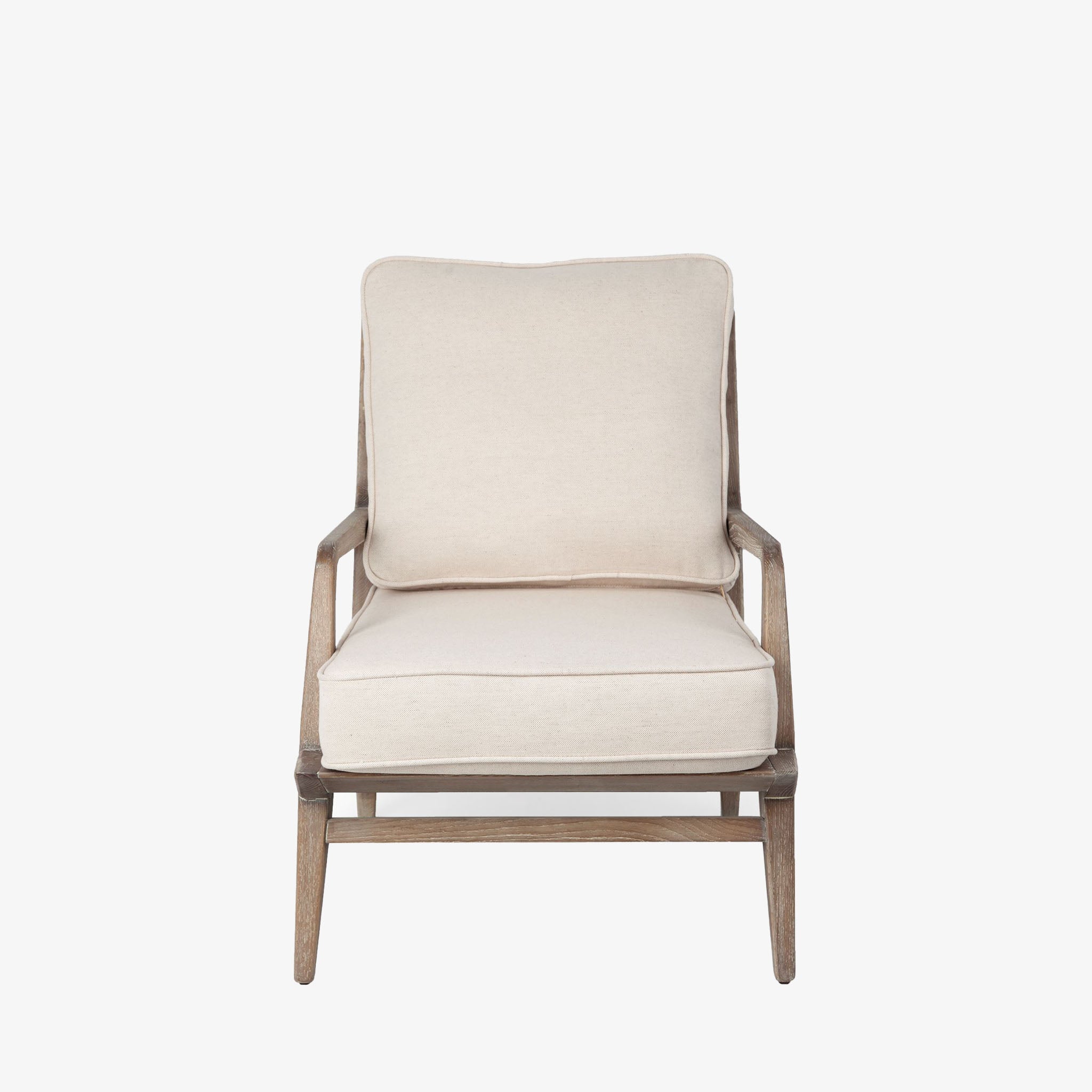 wood accent chair with off-white fabric seat with Wood Frame Accent Chair on a white background