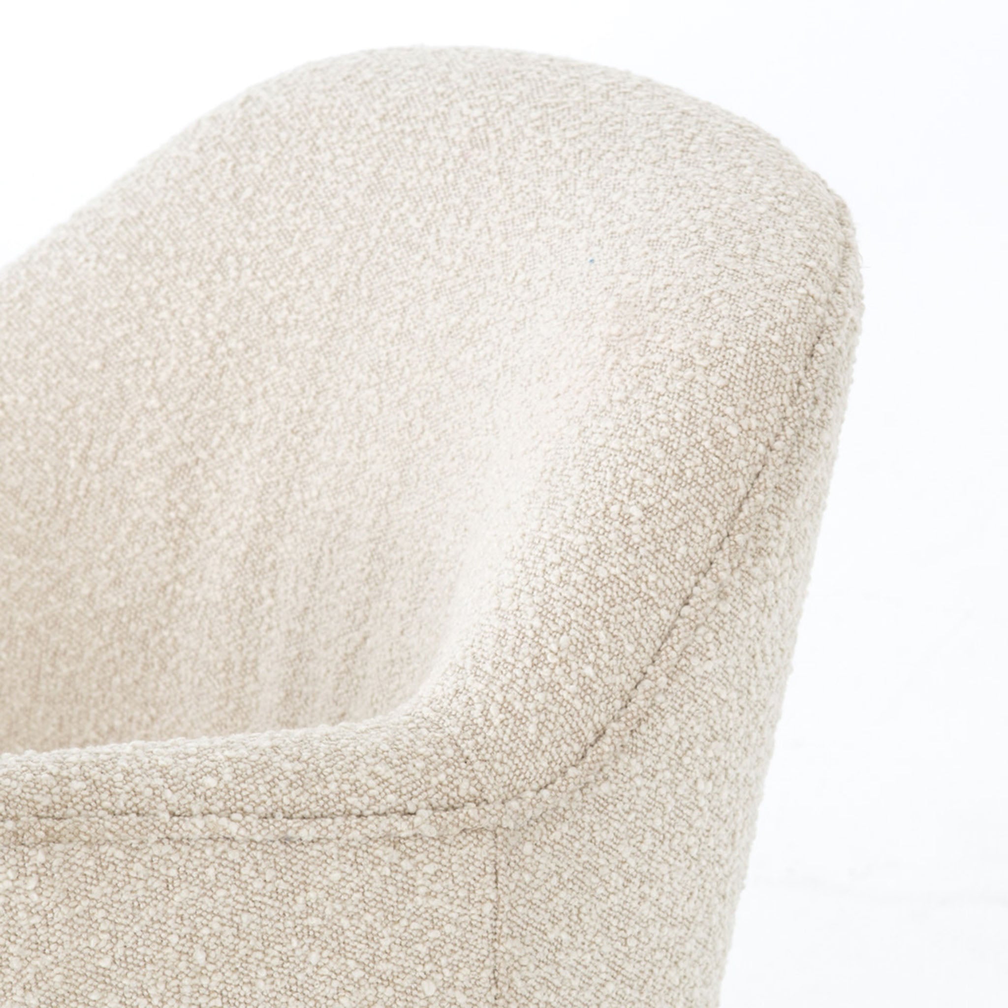 Aurora swivel chair in Knoll natural creme color by Four Hands Furniture brand with wood base on a white background