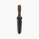 Barebones brand hori hori garden tool with sheath on a white background