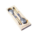 Ivory Laguiole Salad Serving set in wooden box on a white background