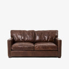 Four hands brand brown leather Larkin 72 inch sofa  on a white background