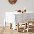 Linen Tablecloth - Charcoal Grid - Addison West 