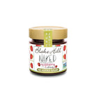 Jar of Blake Hill naked raspberry spread on a white background