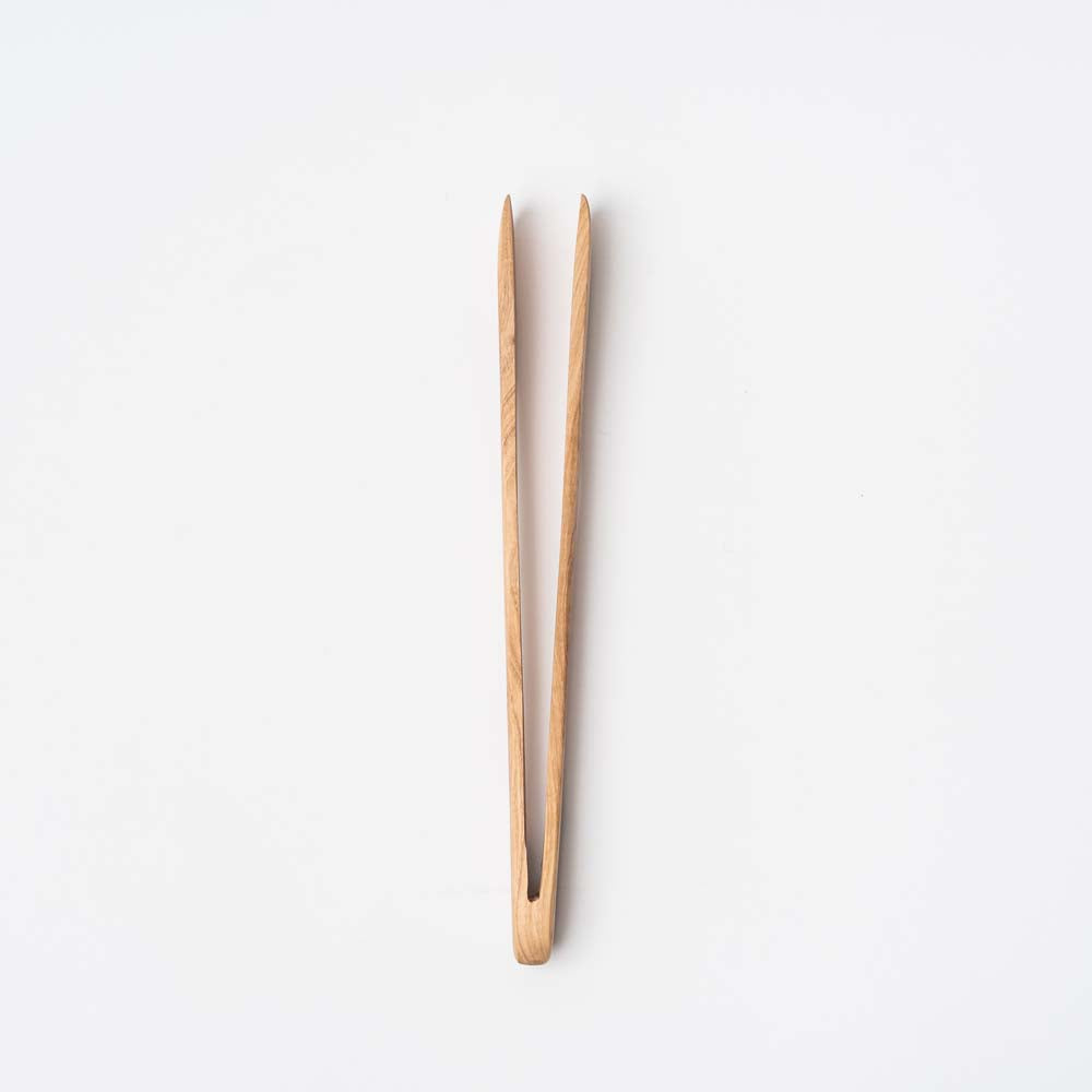 Olive Wood Salad Tongs on a white background