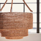 Rattan and natural lampakanai rope Palecek Veranda Woven Pendant