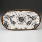 Laura Zindel hummingbird platter on a grey background