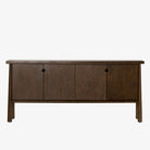 Dark wood 'Renaud' side board with four doors and fingerhole pulls by four hands furniture on a white background