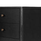 Black three drawer 'Soto' nightstand by four hands furniture on a white background