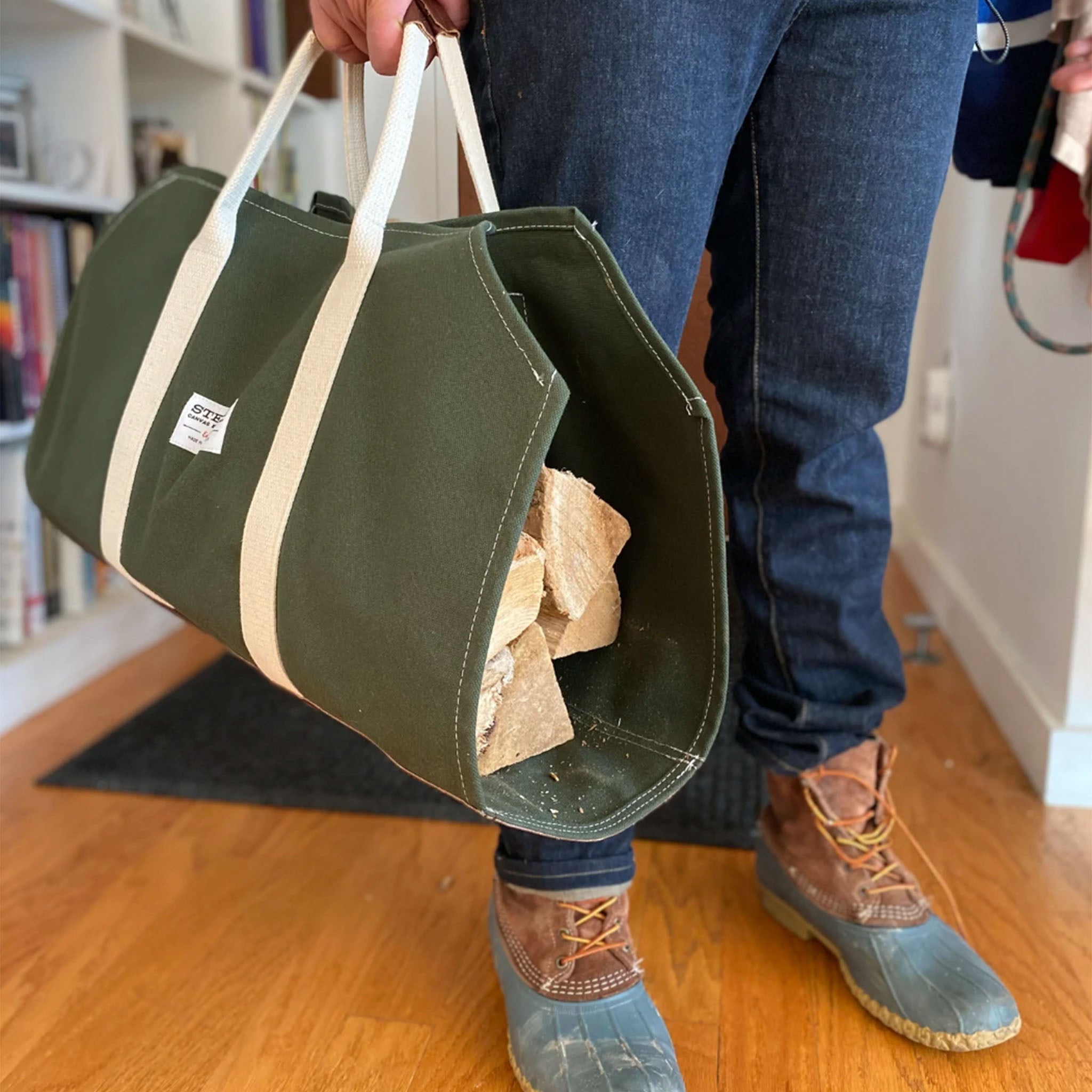 Steele Canvas and Leather Wood Carrier in Forest Green - Addison West 