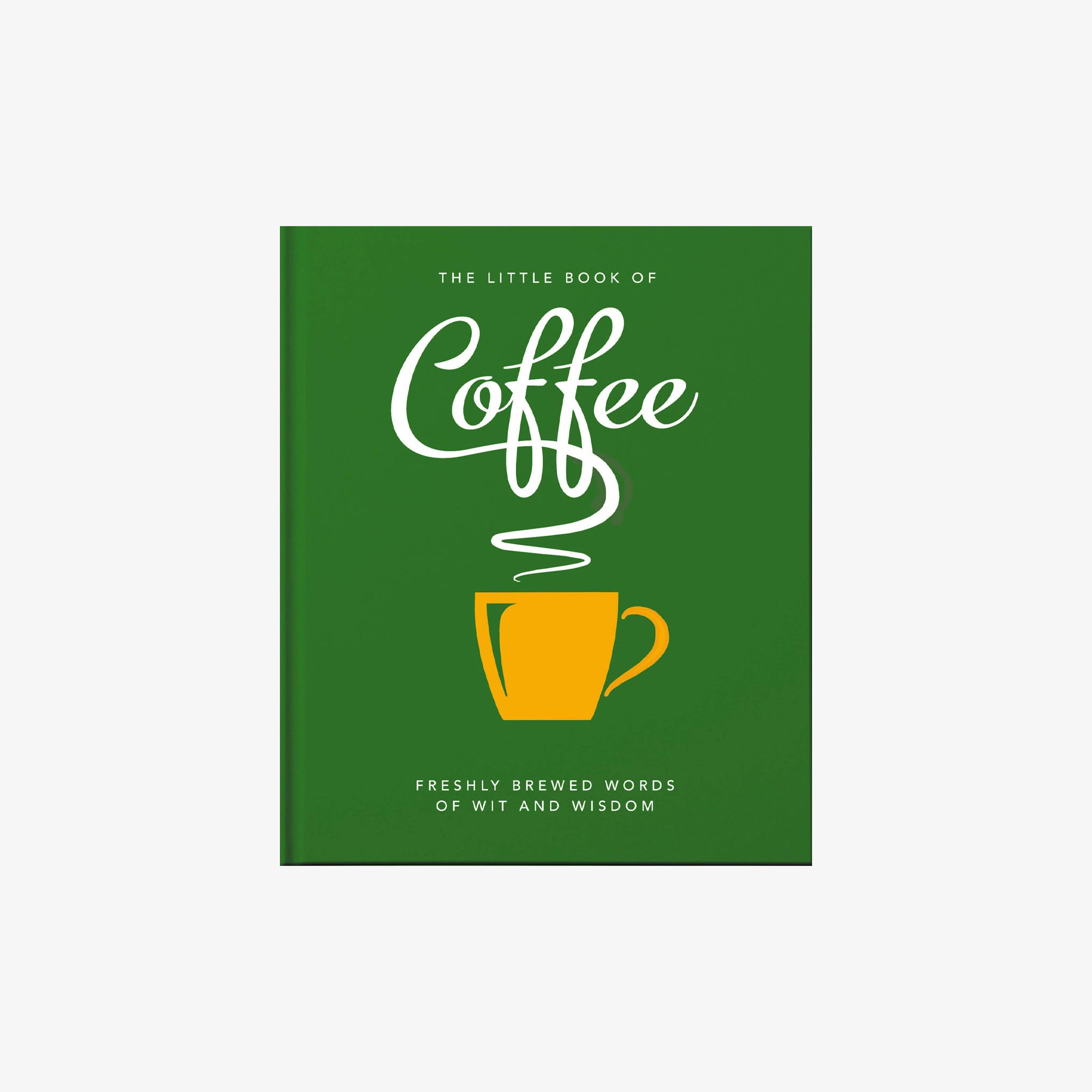 Green front cover of little book of coffee on a white background