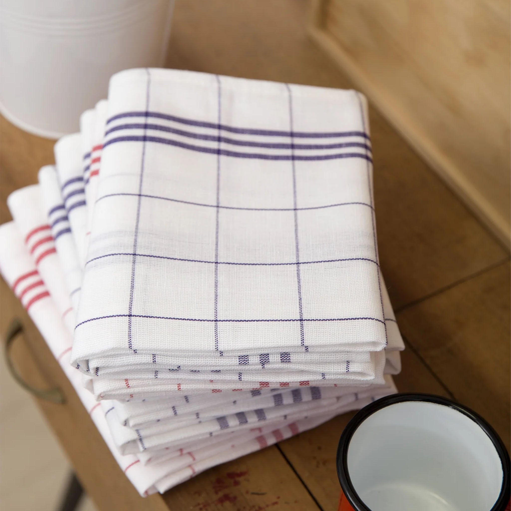 French Plaid Tea Towels - Blue - Addison West 