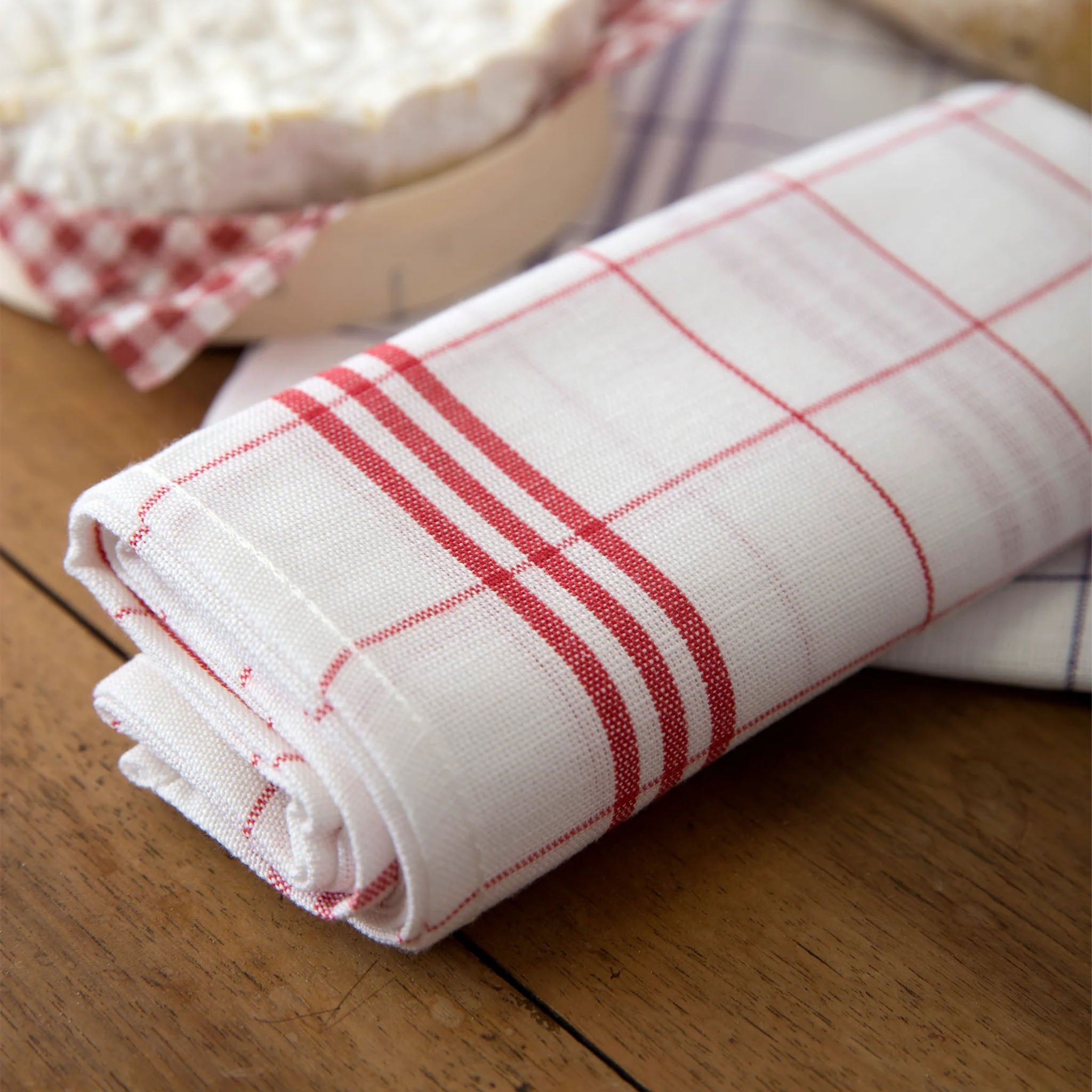 French Plaid Tea Towels - Red - Addison West 