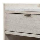 Whitewashed nightstand with drawer and marble top on a white background