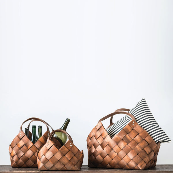 Woven Leather Basket