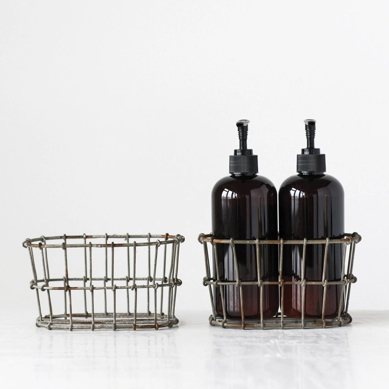 Wire Basket Lotion + Soap Bottle Holder - Addison West 