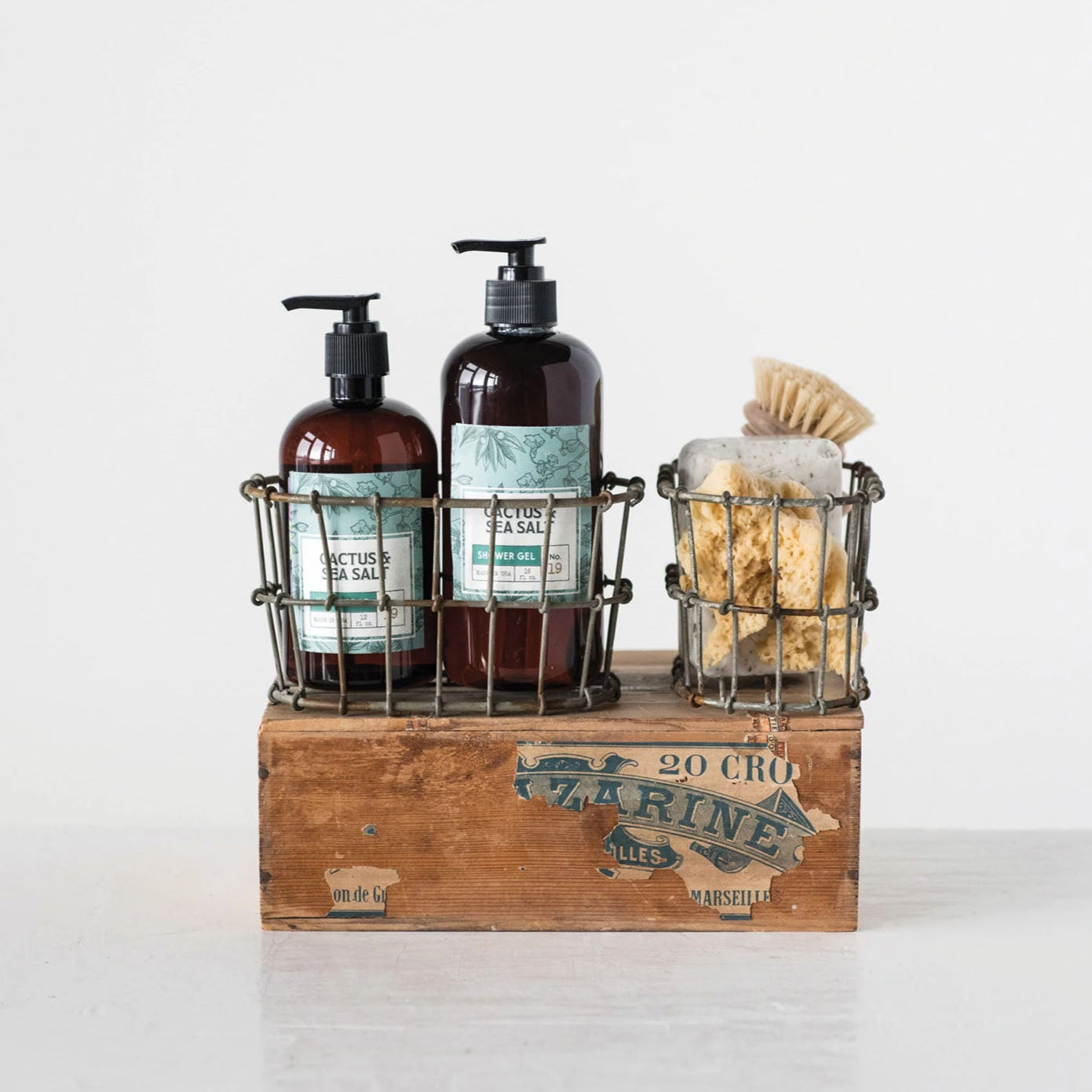 Wire Basket Lotion + Soap Bottle Holder - Addison West 